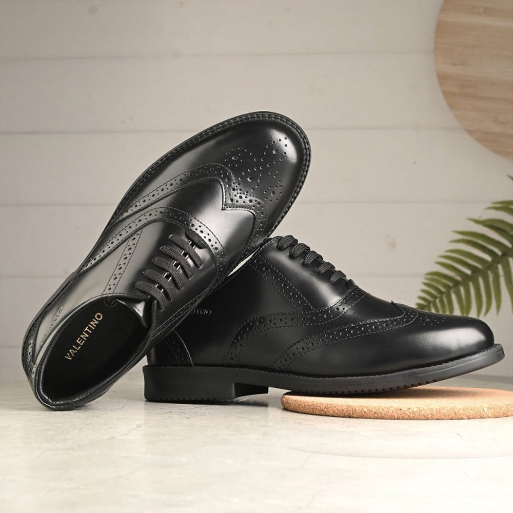Valentino Men Premium Leather Military Formal Brogue Shoes