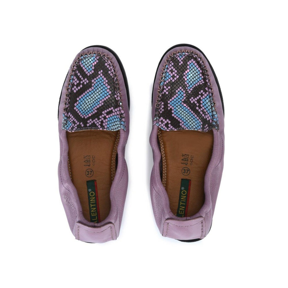 Valentino Women Premium Leather Purple Slip On Flexible Loafer