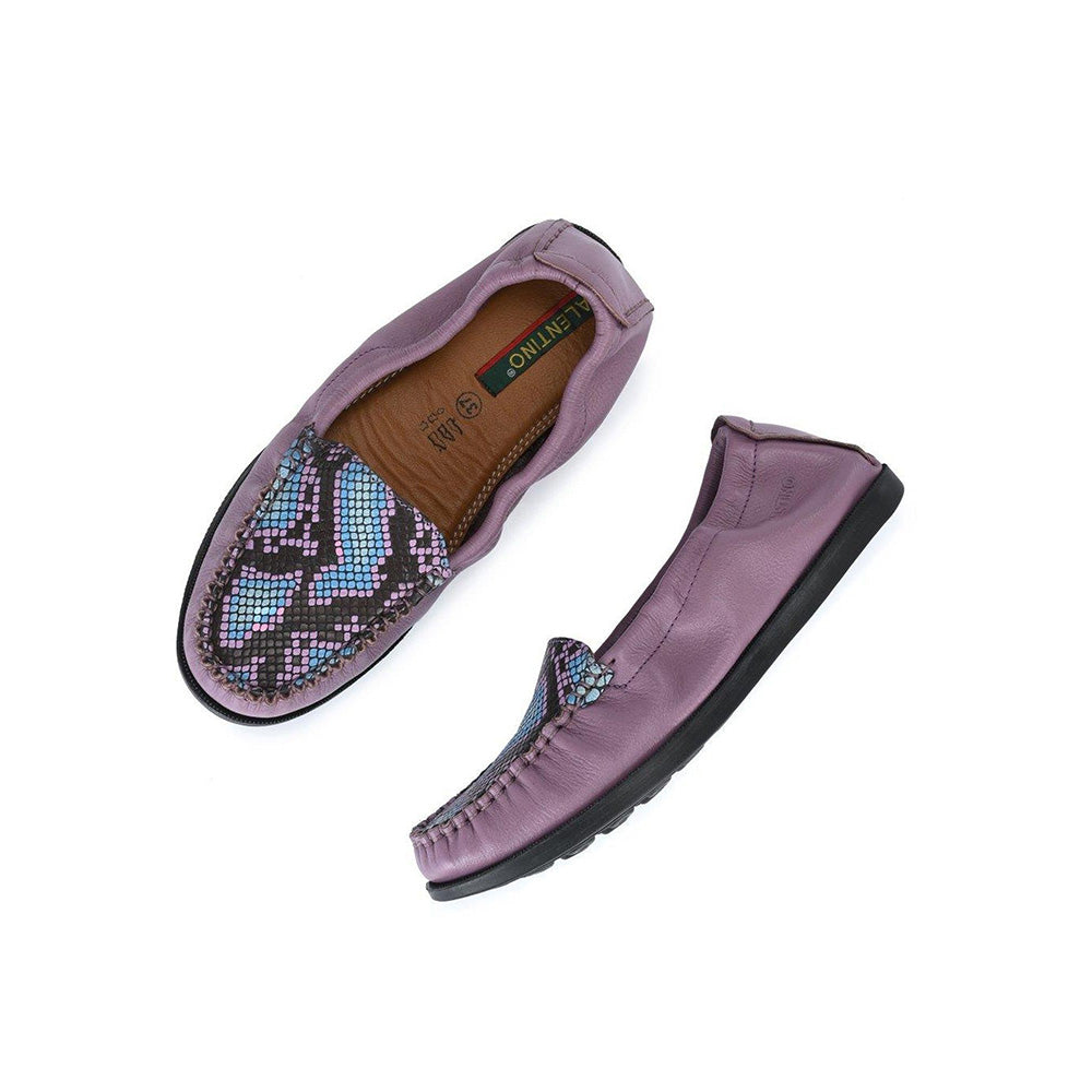 Valentino Women Premium Leather Purple Slip On Flexible Loafer