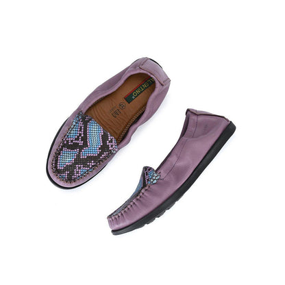 Valentino Women Premium Leather Purple Slip On Flexible Loafer