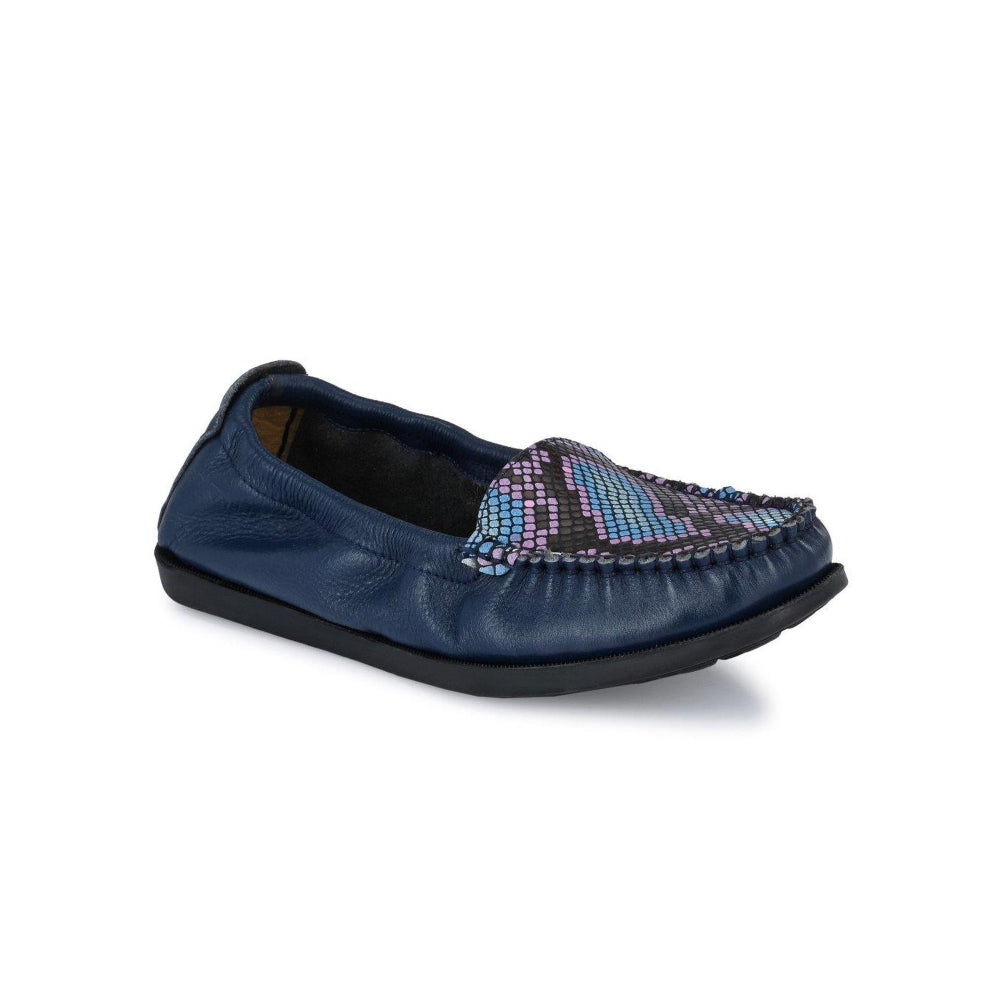 Valentino Women Premium Leather Navy Slip On Flexible Loafer