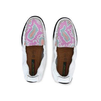 Valentino Women Premium Leather White Slip On Flexible Loafer