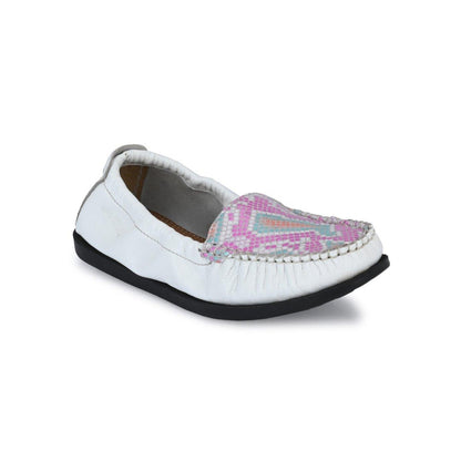 Valentino Women Premium Leather White Slip On Flexible Loafer