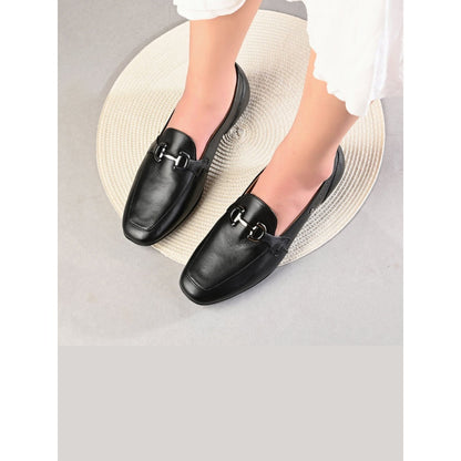 Valentino Women Black Premium Leather Loafers
