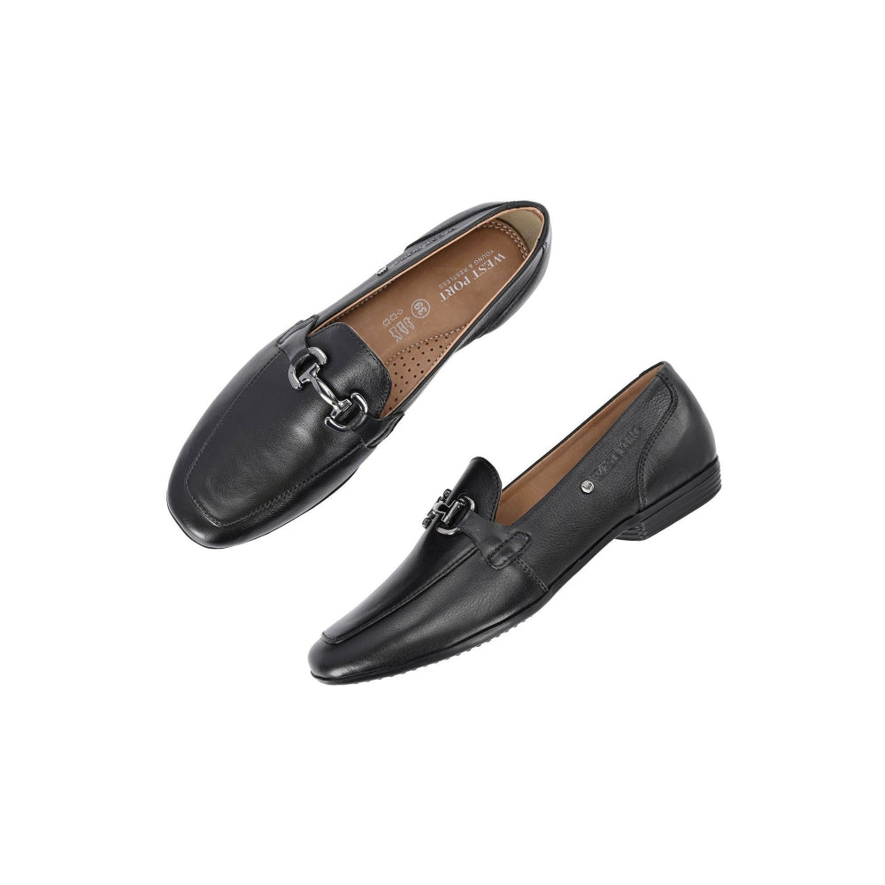 Valentino Women Black Premium Leather Loafers