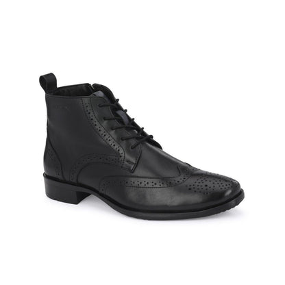 Valentino Men Premium Leather Side Zipper and Lace-Up Boot
