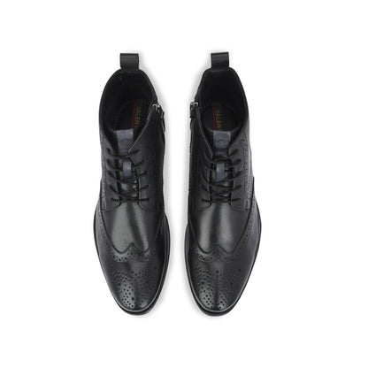 Valentino Men Premium Leather Side Zipper and Lace-Up Boot