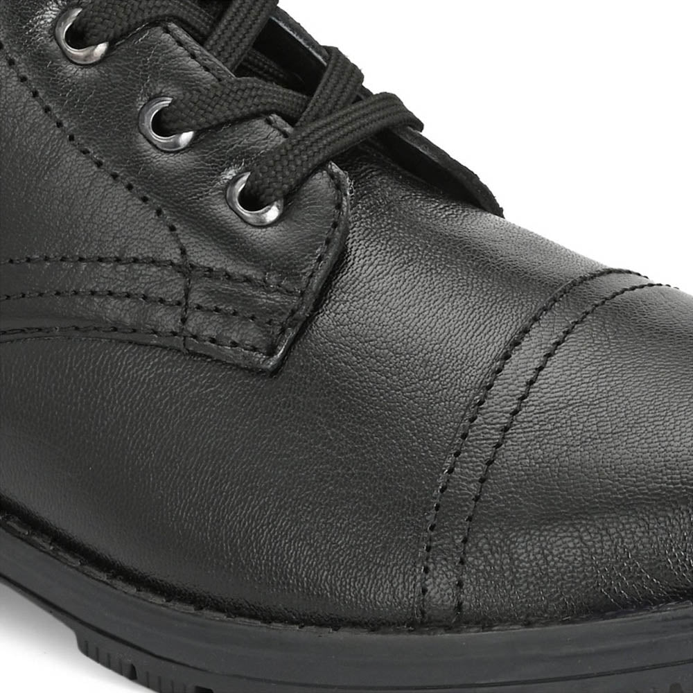 Valentino Men Premium Leather High Ankle Zipper Boot