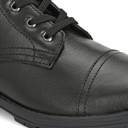 Valentino Men Premium Leather High Ankle Zipper Boot