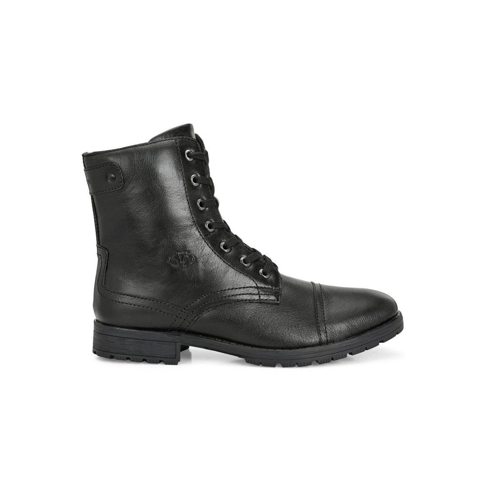 Valentino Men Premium Leather High Ankle Zipper Boot