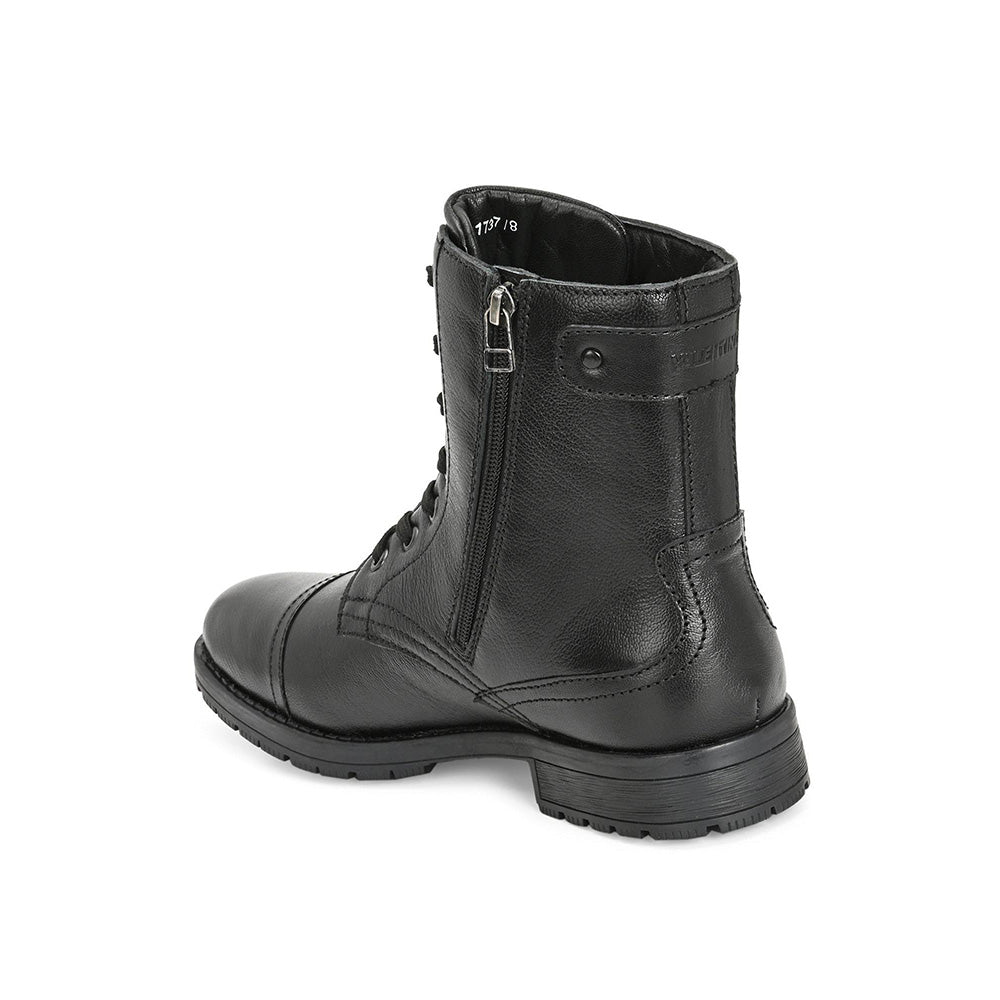 Valentino Men Premium Leather High Ankle Zipper Boot