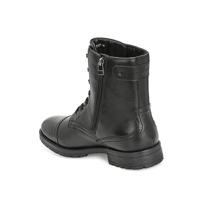 Valentino Men Premium Leather High Ankle Zipper Boot