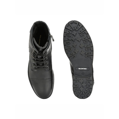 Valentino Men Premium Leather High Ankle Zipper Boot
