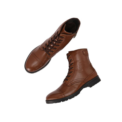 Valentino Men Premium Leather High Ankle Zipper Boot