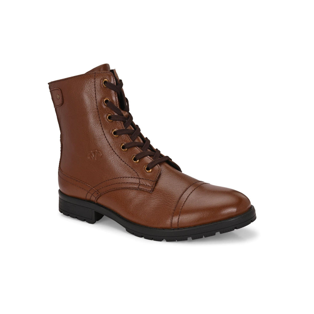 Valentino Men Premium Leather High Ankle Zipper Boot