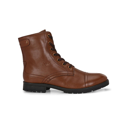 Valentino Men Premium Leather High Ankle Zipper Boot