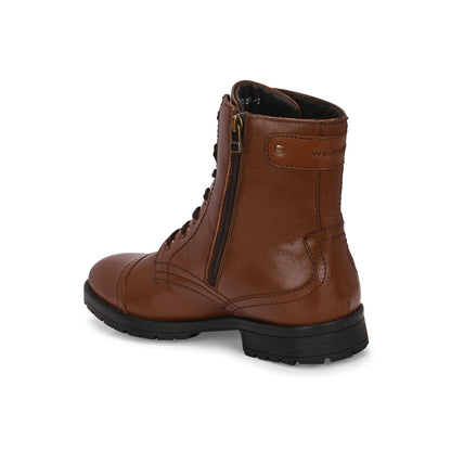 Valentino Men Premium Leather High Ankle Zipper Boot