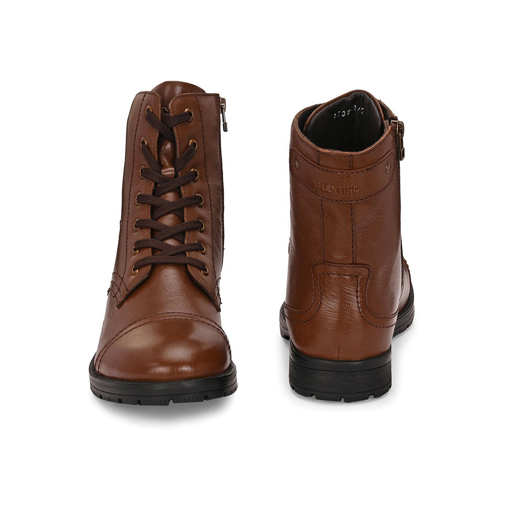 Valentino Men Premium Leather High Ankle Zipper Boot
