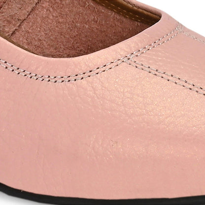 Valentino Women Peach Premium Leather Block Heel Pump