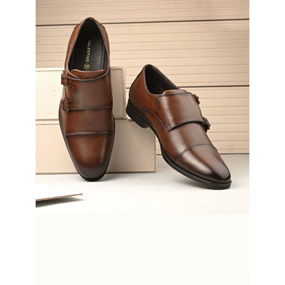 Valentino Men Premium Leather Double Strap Formal Monk Shoes