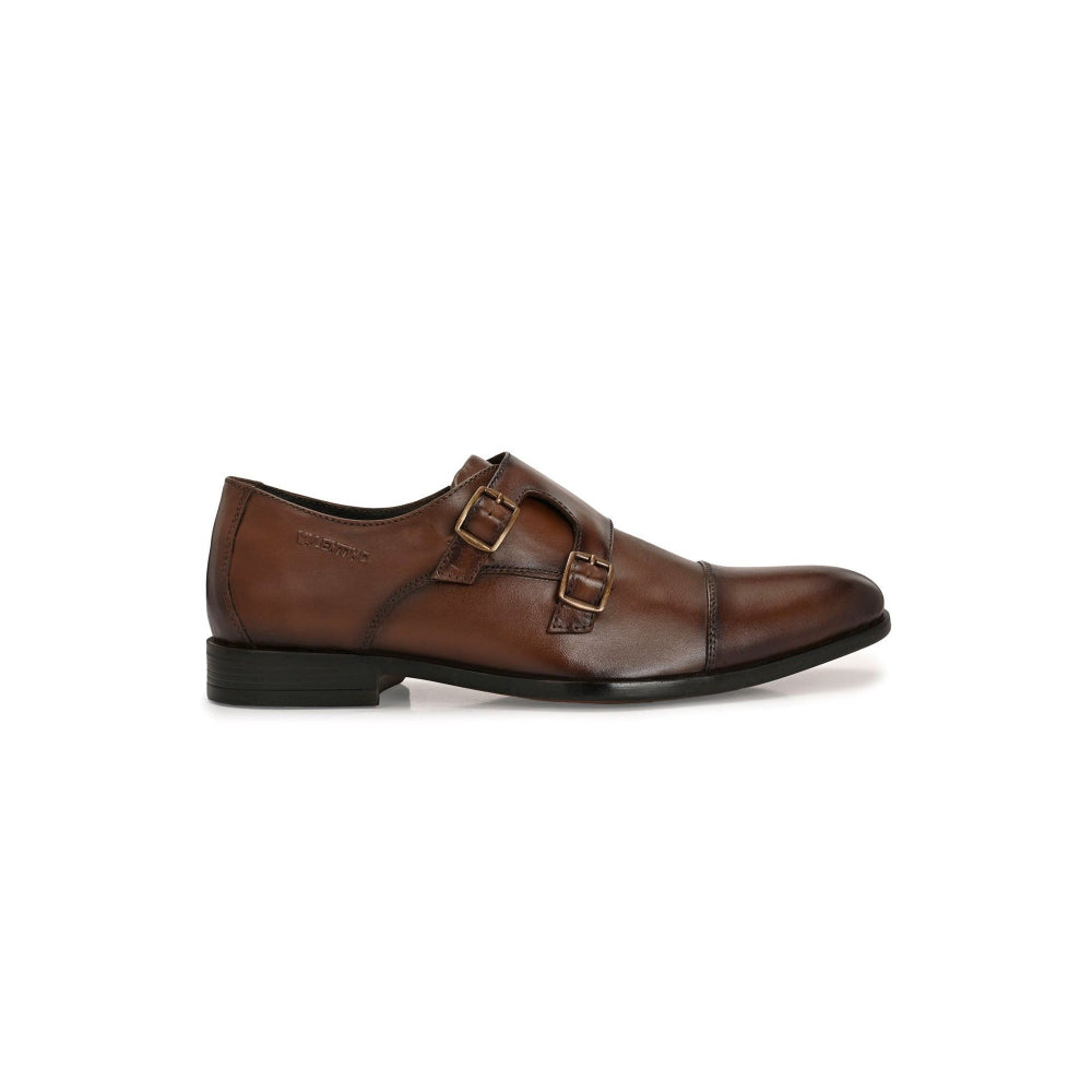 Valentino Men Premium Leather Double Strap Formal Monk Shoes