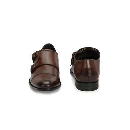 Valentino Men Premium Leather Double Strap Formal Monk Shoes