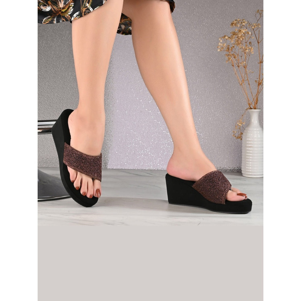 Valentino Women Copper wedge Slide Sandals