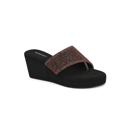 Valentino Women Copper wedge Slide Sandals