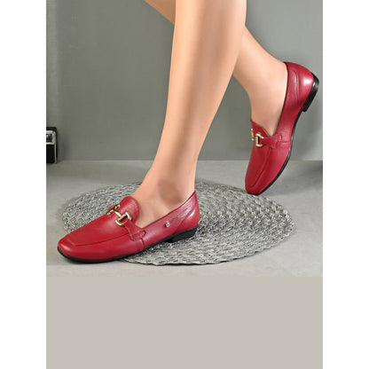 Valentino Women Red Premium Leather Loafers