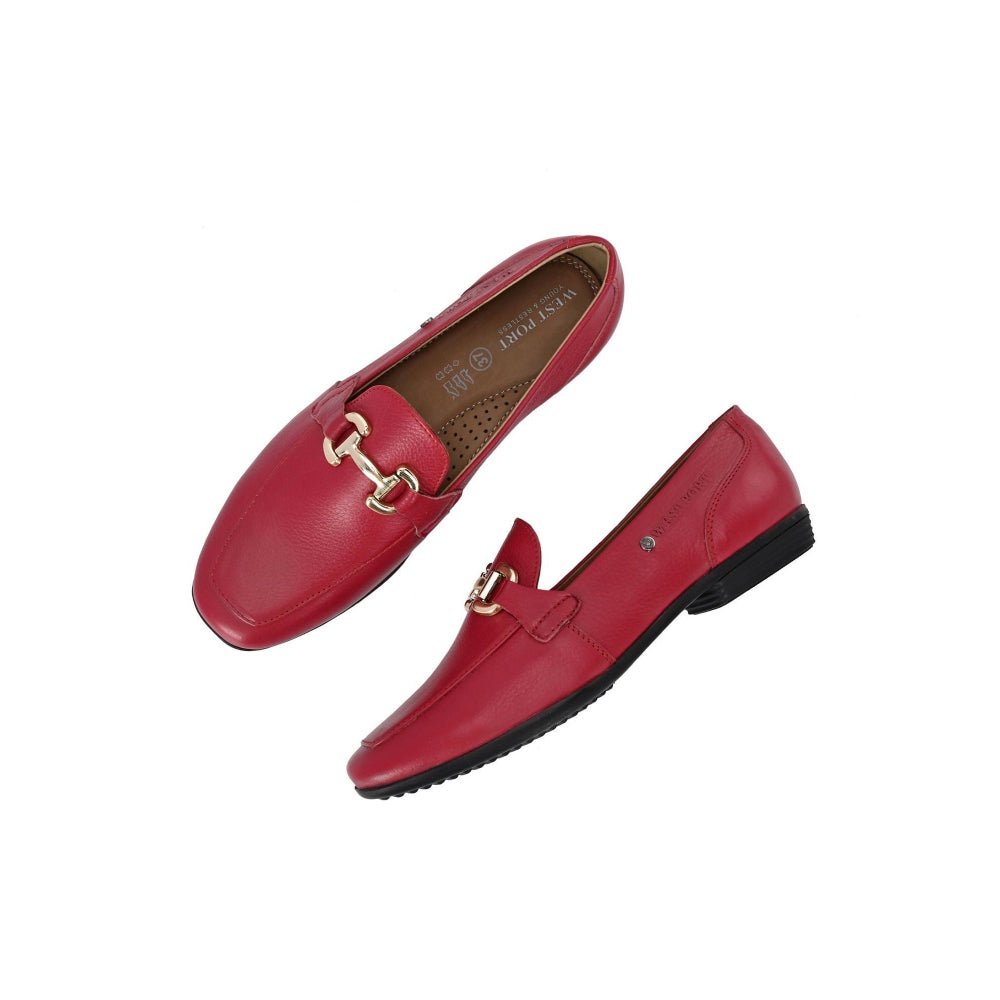 Valentino Women Red Premium Leather Loafers