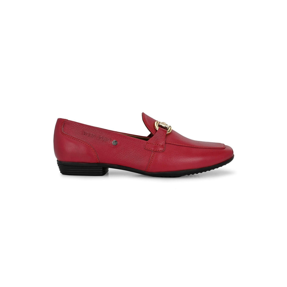 Valentino Women Red Premium Leather Loafers