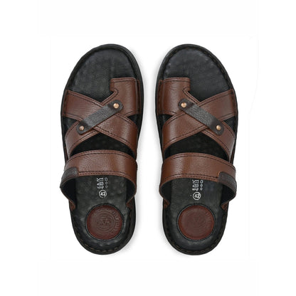 Valentino Men Premium Leather Brown Casual Slipper