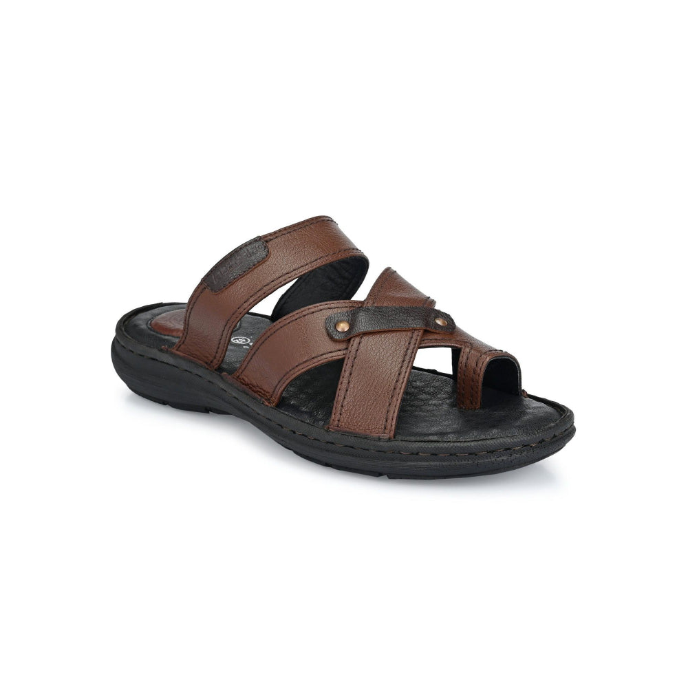 Valentino Men Premium Leather Brown Casual Slipper