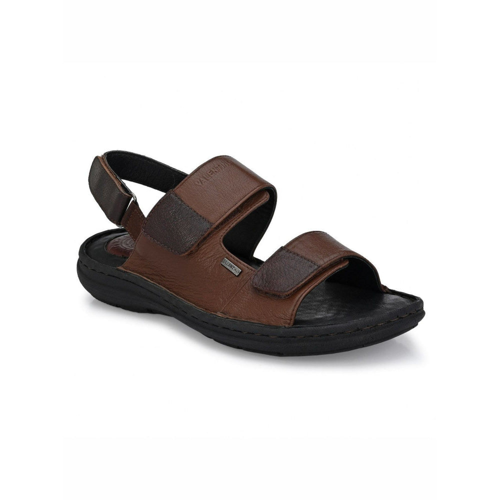 Valentino Men Premium Leather Brown Casual Sandal