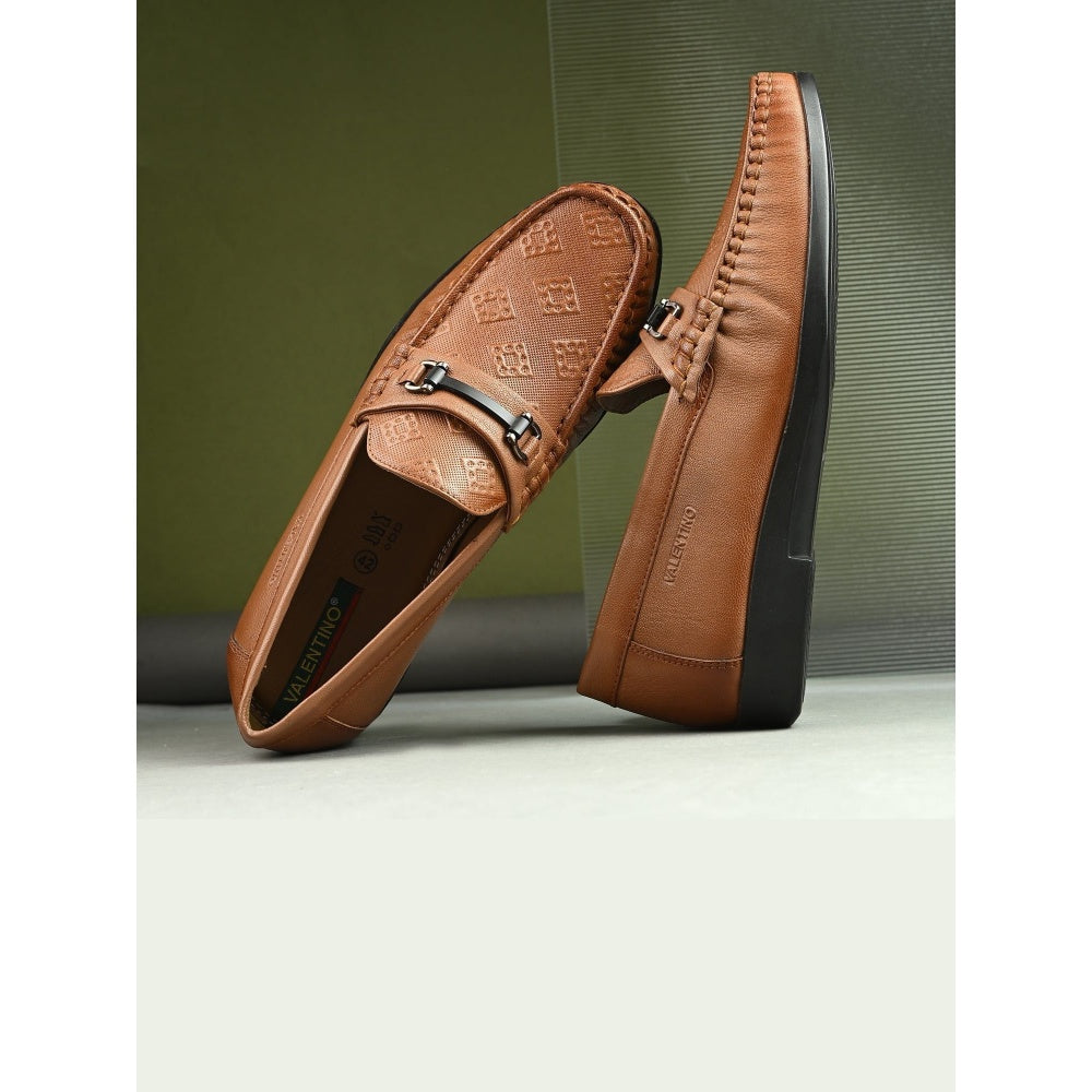 Valentino Men Premium Leather Cognac Casual Slip On Shoe