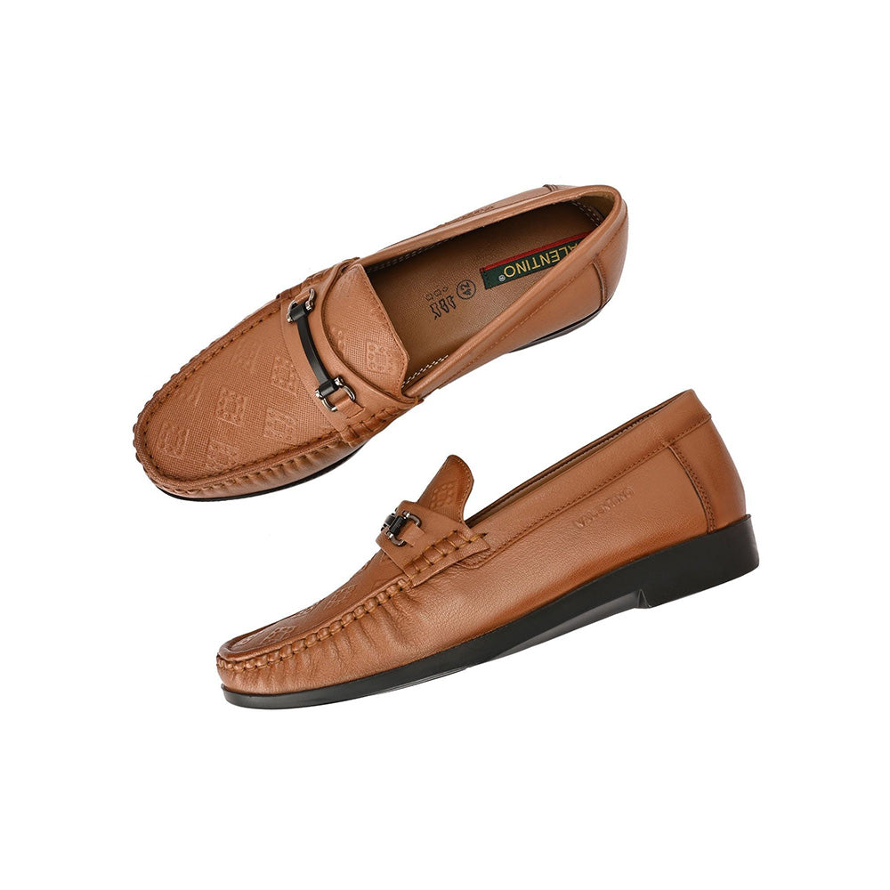 Valentino Men Premium Leather Cognac Casual Slip On Shoe