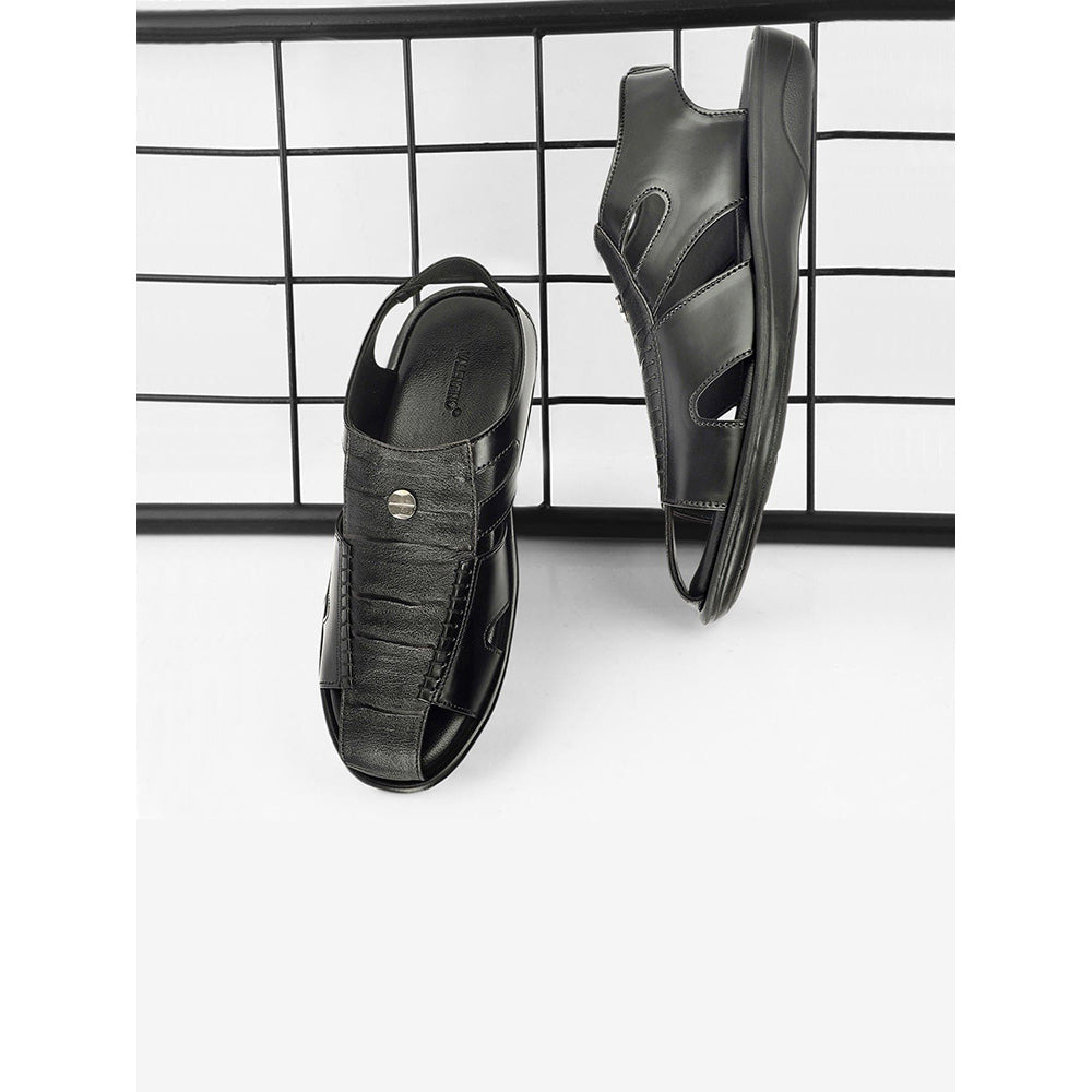Valentino Men Faux Leather Black Closed-Toe Comfort Sandals