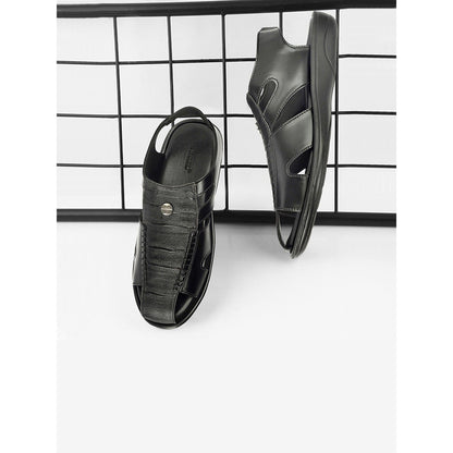Valentino Men Faux Leather Black Closed-Toe Comfort Sandals