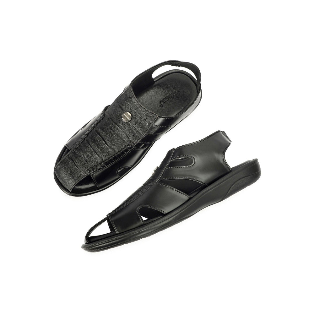 Valentino Men Faux Leather Black Closed-Toe Comfort Sandals