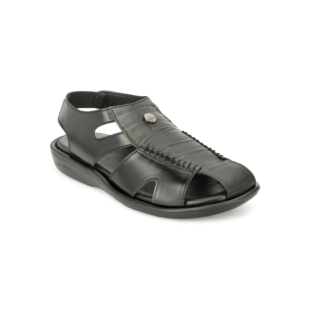 Valentino Men Faux Leather Black Closed-Toe Comfort Sandals