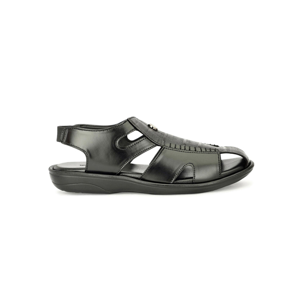 Valentino Men Faux Leather Black Closed-Toe Comfort Sandals