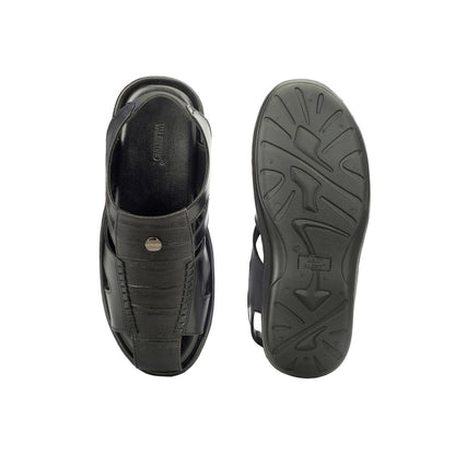 Valentino Men Faux Leather Black Closed-Toe Comfort Sandals