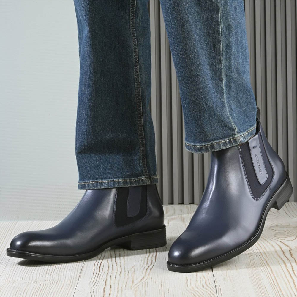 Valentino Men Premium Leather Ankle Chelsea Boot