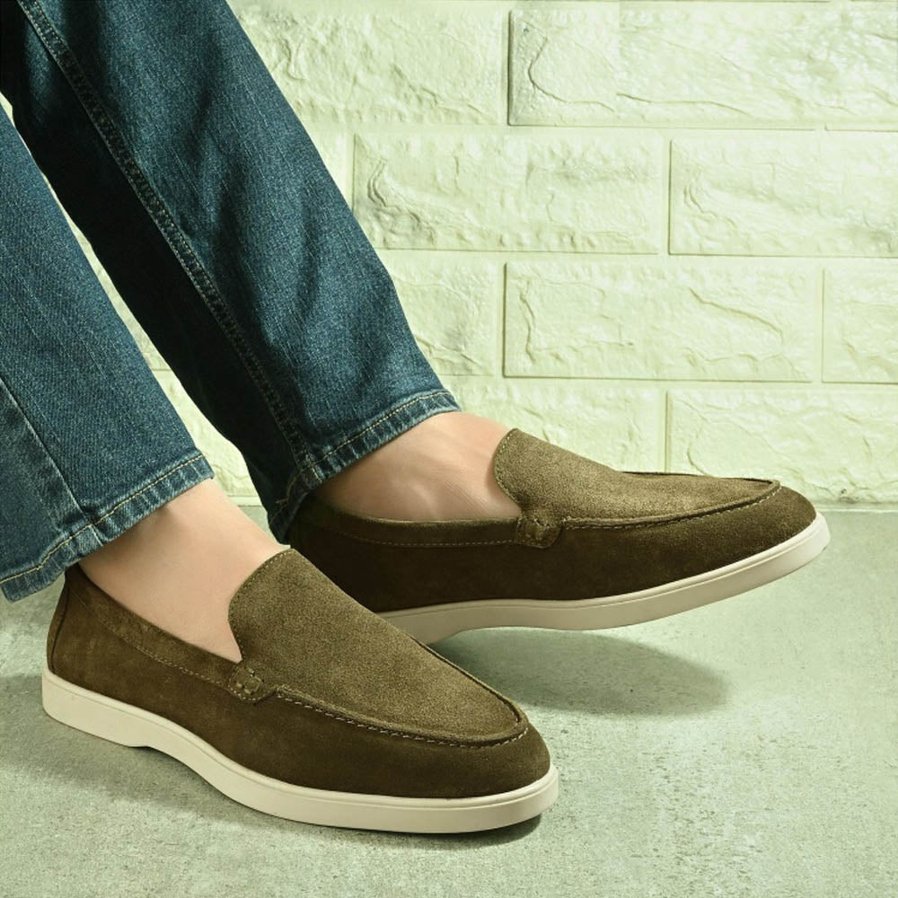 Valentino West Port Men Olive Trendy Leather Loafers