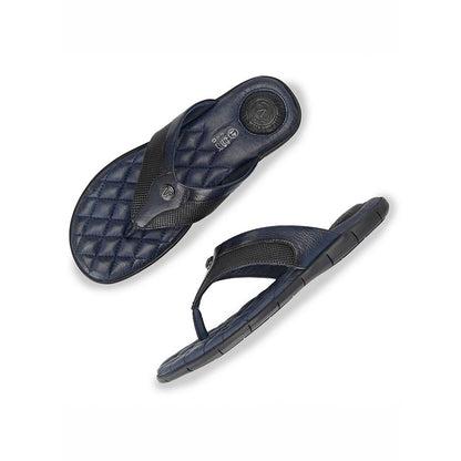 Valentino Men Premium Leather Blue Casual V-Strap Slipper