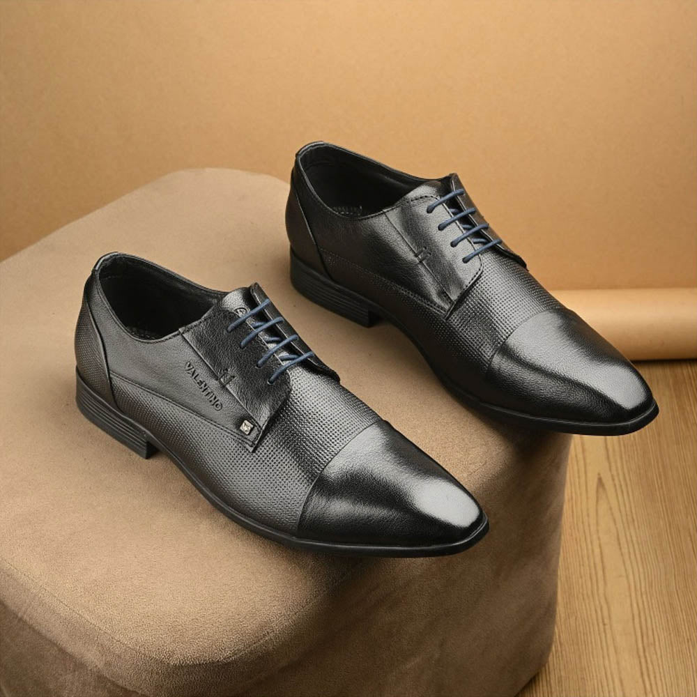 Valentino Men Premium Leather Lace-Up Formal Derby Shoes