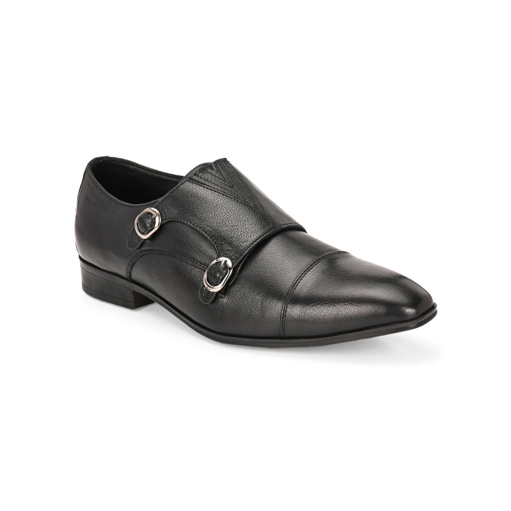 Valentino Men Premium Leather Double Strap Formal Monk Shoes