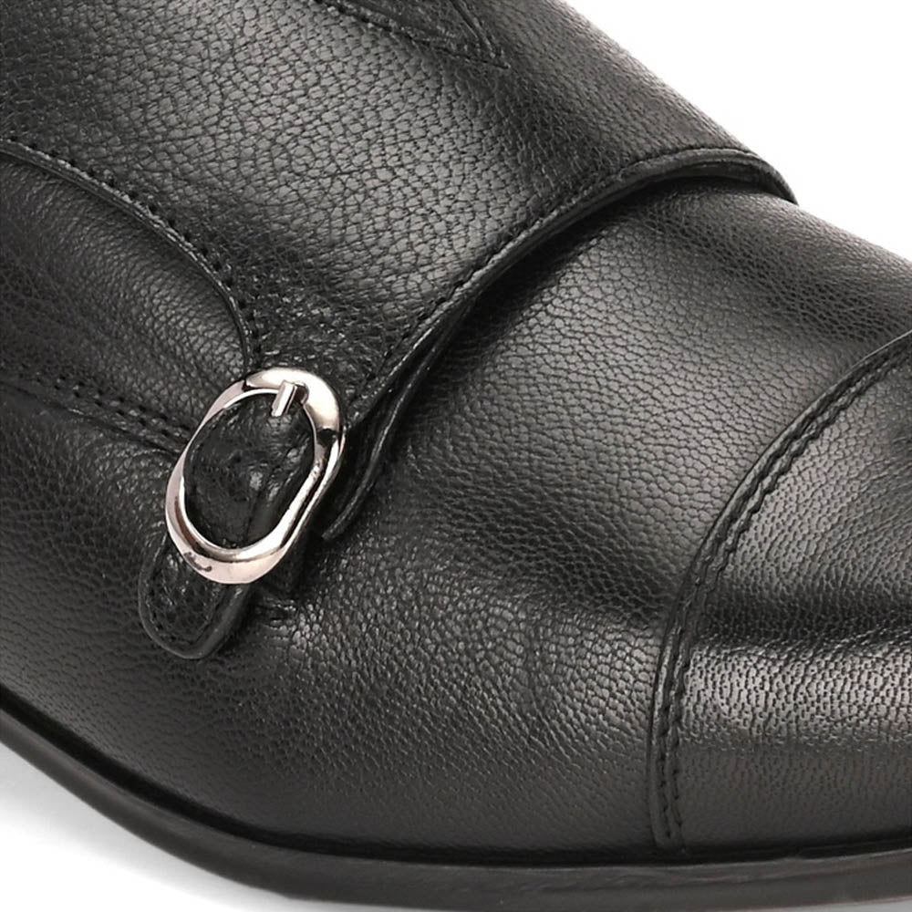 Valentino Men Premium Leather Double Strap Formal Monk Shoes