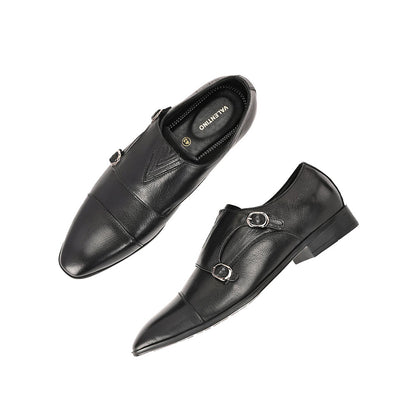 Valentino Men Premium Leather Double Strap Formal Monk Shoes