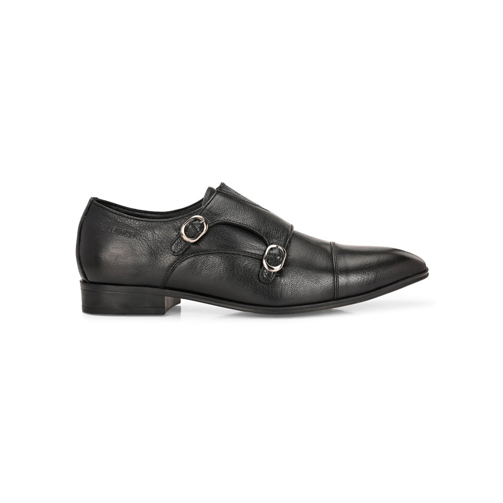 Valentino Men Premium Leather Double Strap Formal Monk Shoes